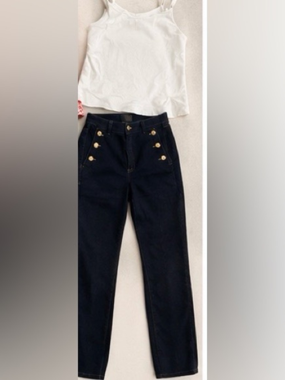 MICHAEL Michael Kors Gold Buttons Sailor Blue Jeans Size 14